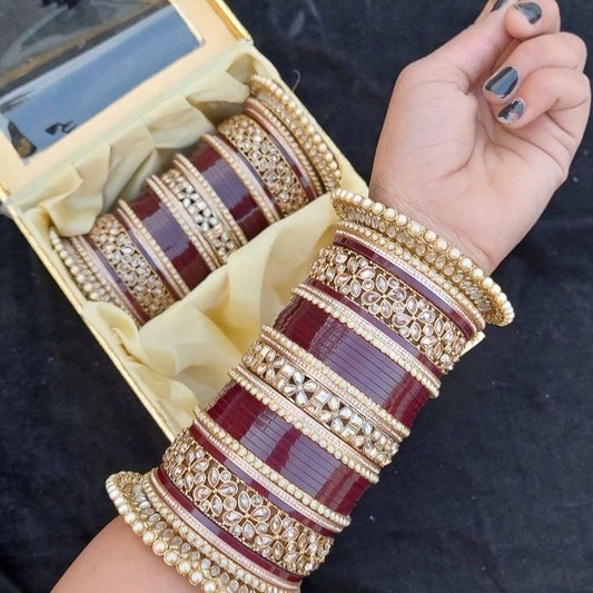 Timeless Elegance: Maroon Bridal Chooda for a Sophisticated Wedding Look
